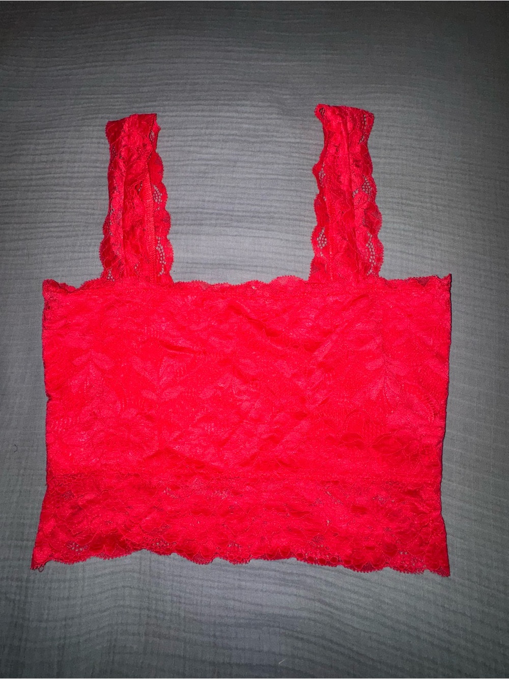 Guess Red Lace Bandeau Bralette with Wide Straps